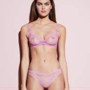 NWT FLEUR DU MAL Sheer Tulle Thong Wisteria size M